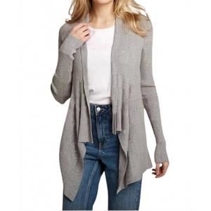 NEW AUTUMN CASHMERE cotton rib drape cardigan in sweatshirt gray